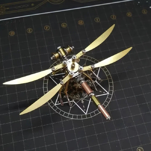 Assembled steampunk metal dragonfly model