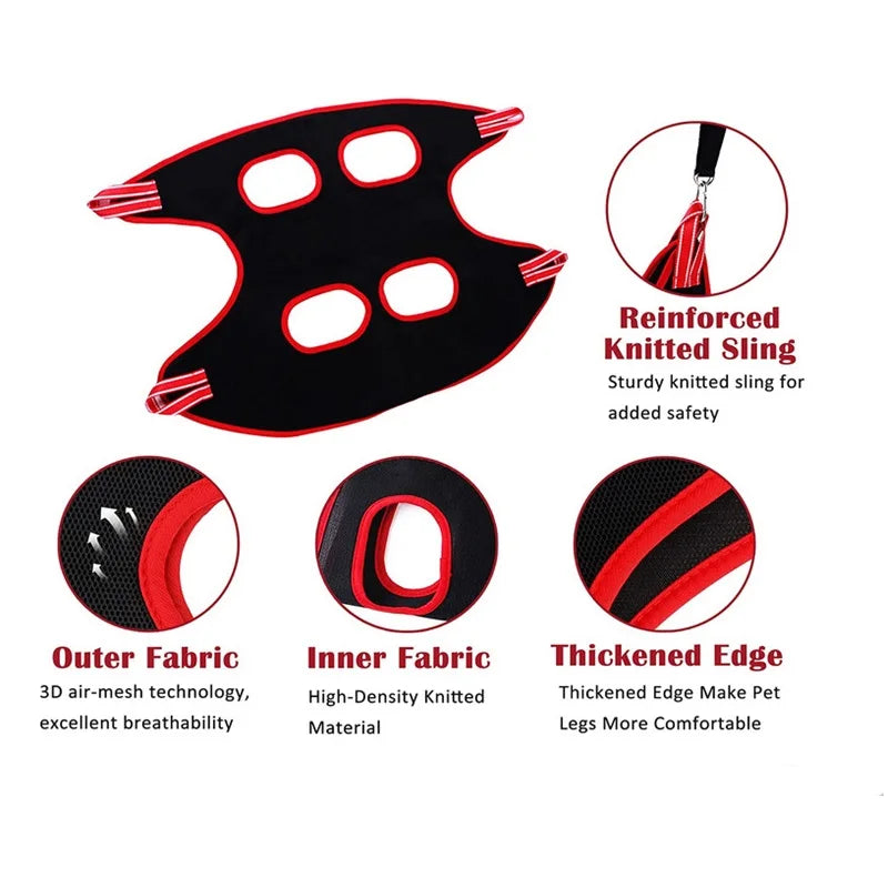 Grooming hammock details: reinforced, soft-trimmed openings